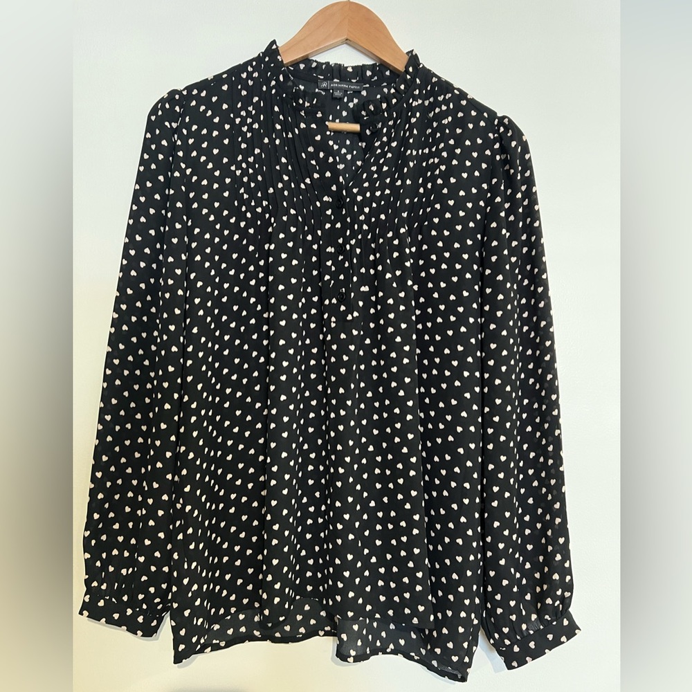 Black with white hearts blouse